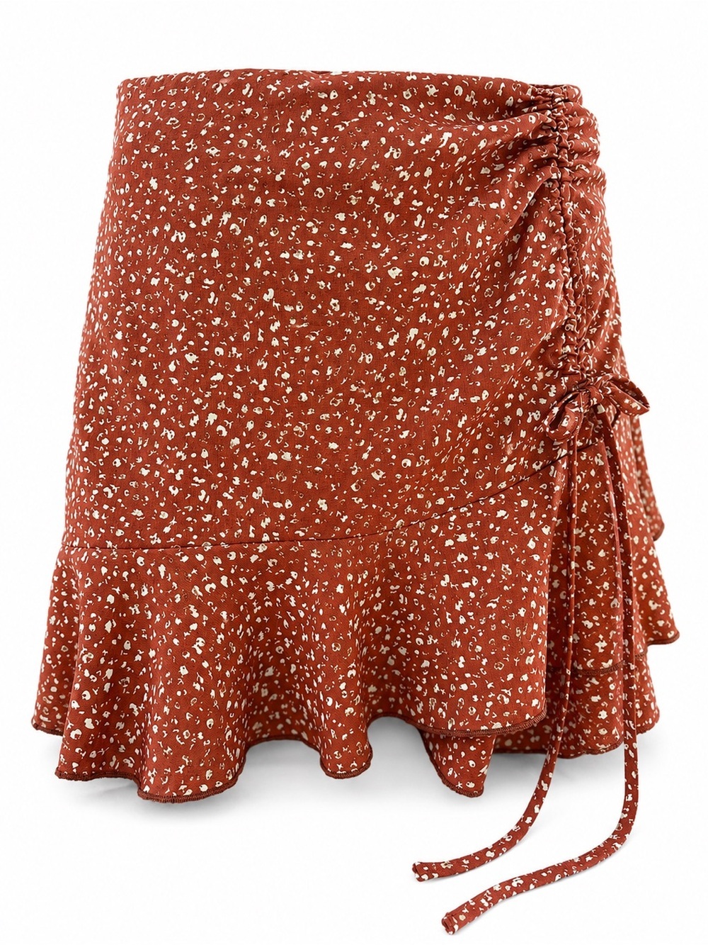Skater Sinch-side Floral Ruffle Mini Skirt